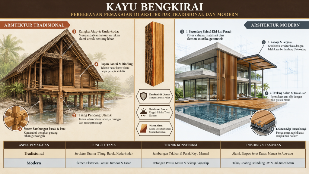 Kayu Bengkirai Perbedaan Pemakaian di Arsitektur Tradisional dan Modern